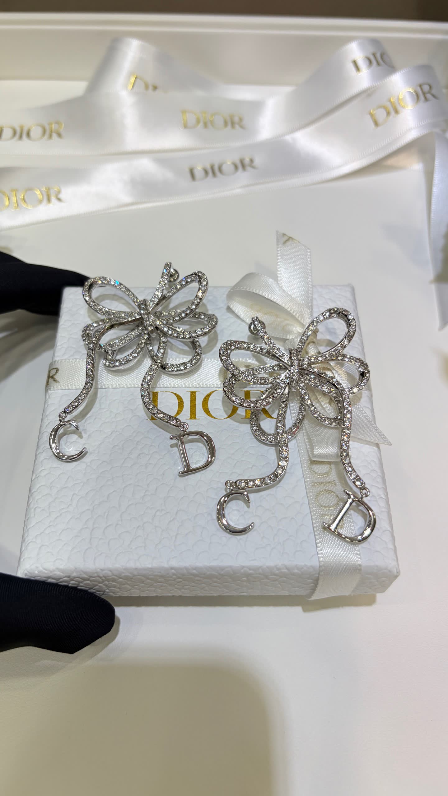 Dior Silver Flower Earrings