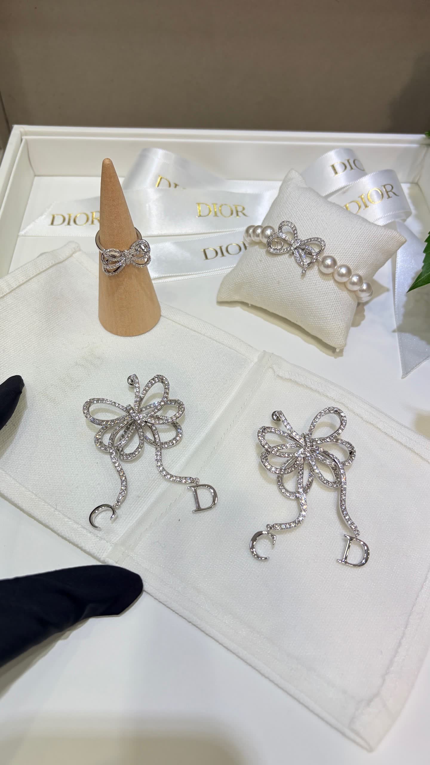 Dior Silver Flower Earrings