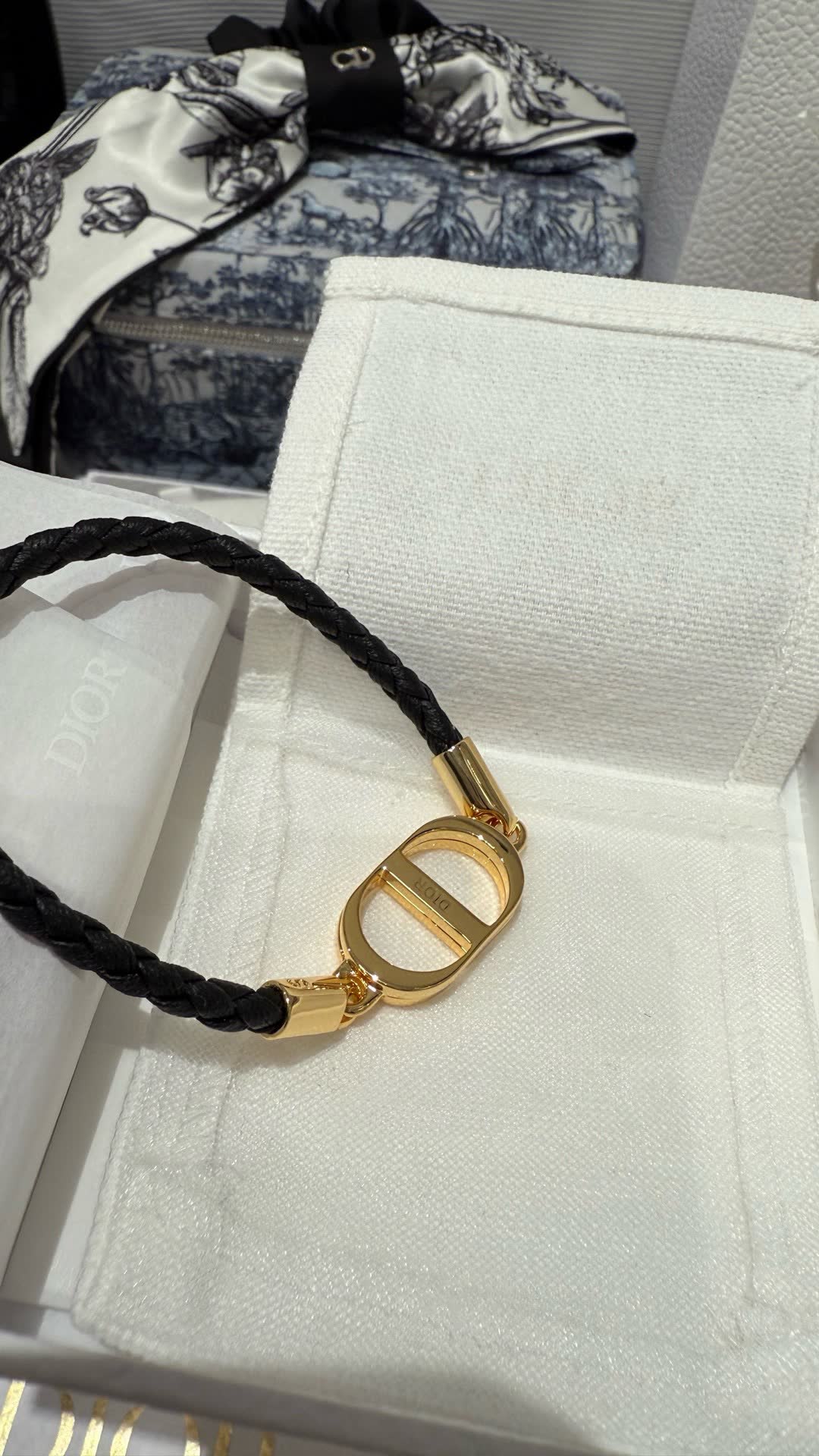 Dior Bracelet - Gold and Black with Engraved Logo