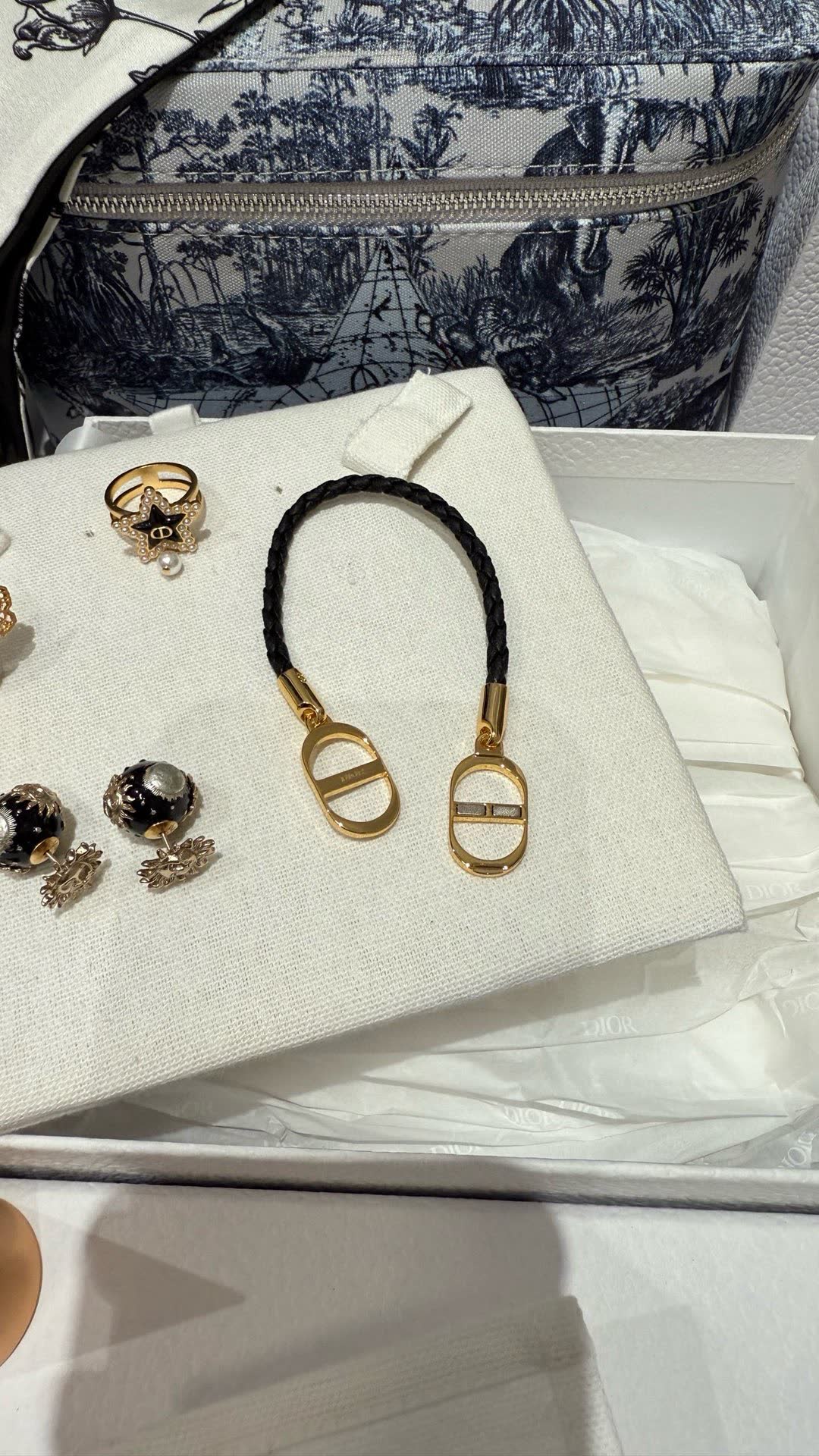 Dior Bracelet - Gold and Black with Engraved Logo