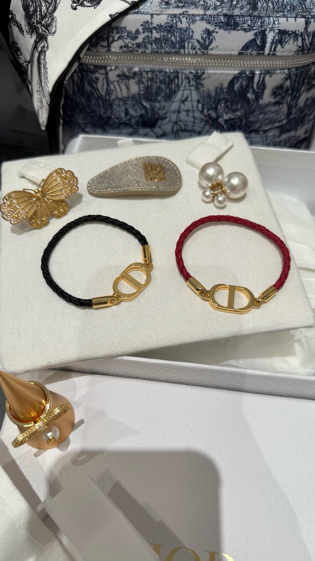Dior Bracelet - Gold and Black with Engraved Logo