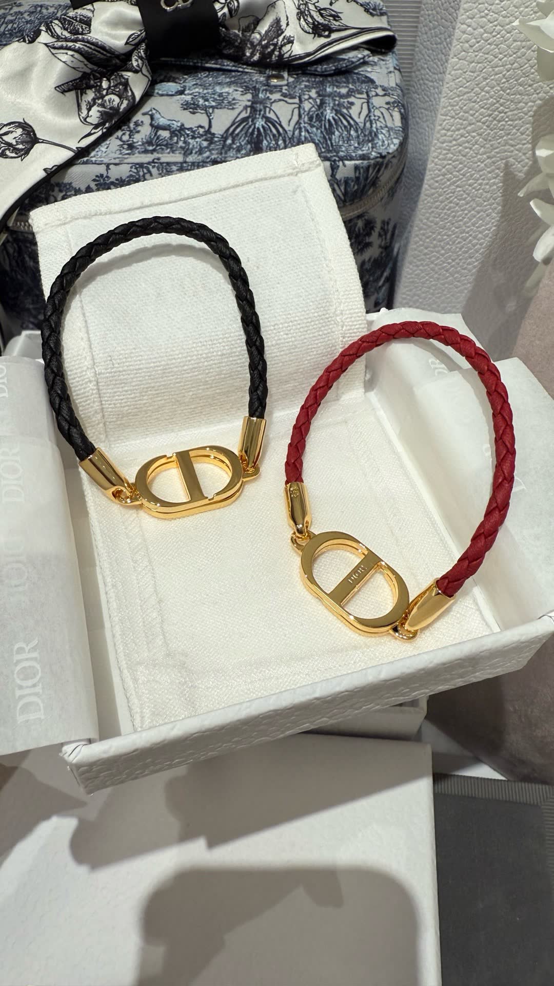 Dior Bracelet - Gold and Black with Engraved Logo