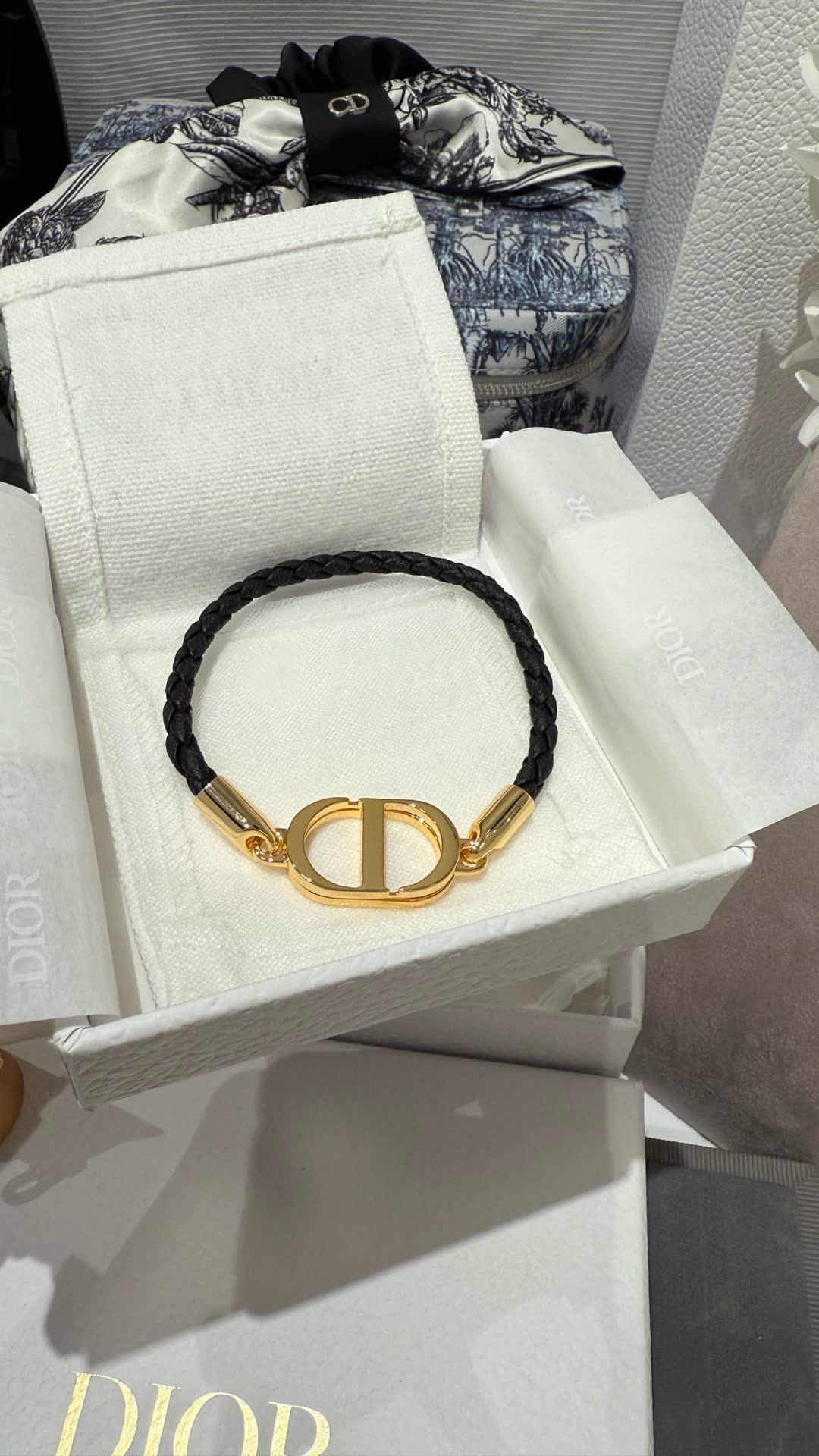 Dior Bracelet - Gold and Black with Engraved Logo