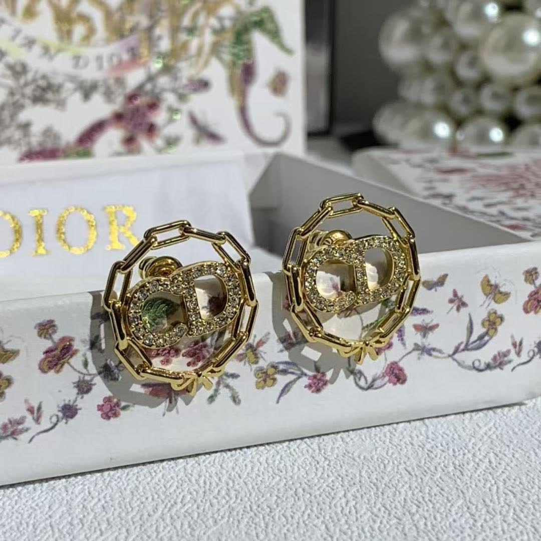 Dior Gold-tone Crystal Earrings