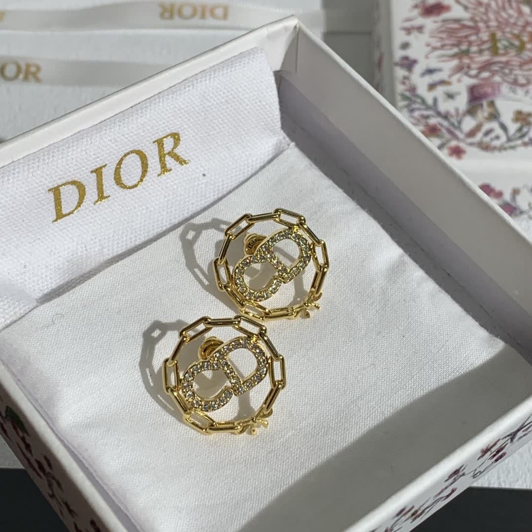 Dior Gold-tone Crystal Earrings