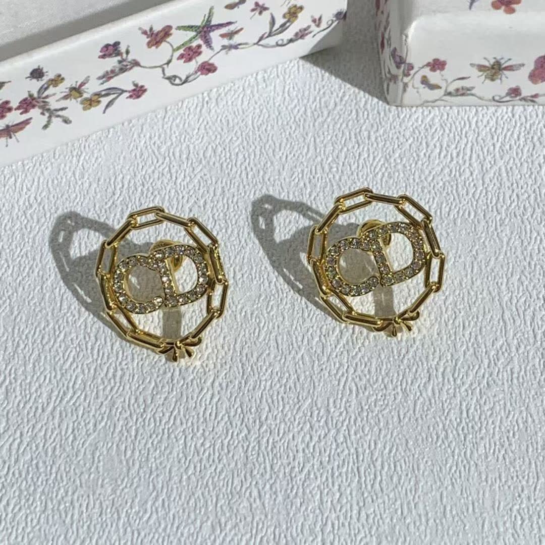 Dior Gold-tone Crystal Earrings