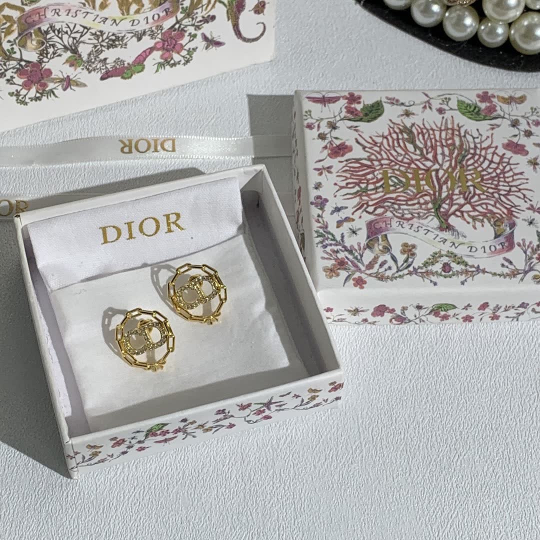 Dior Gold-tone Crystal Earrings