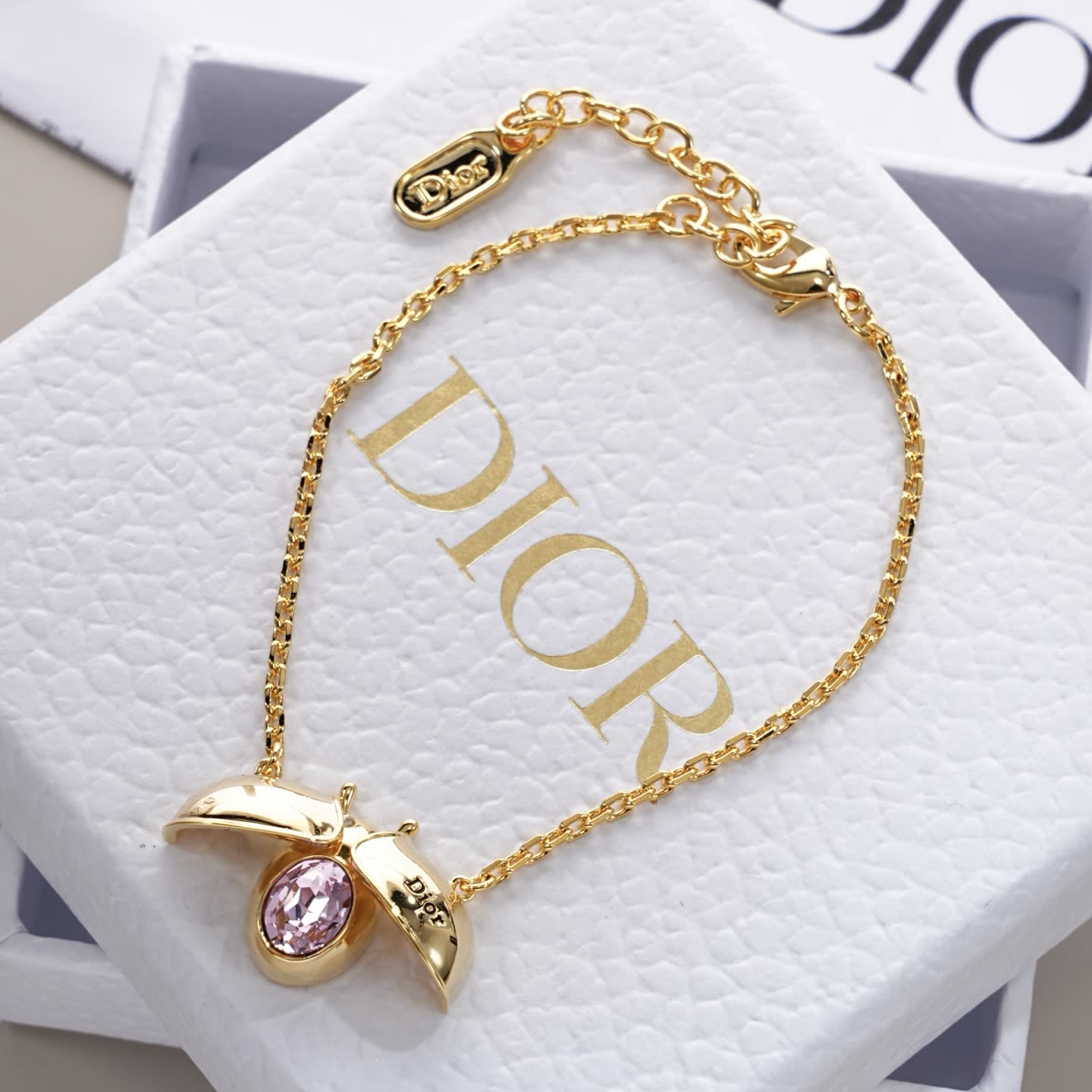 Dior Gold-Tone Bracelet with Pink Crystal Dior Gold-Tone Bracelet with Pink Crystal