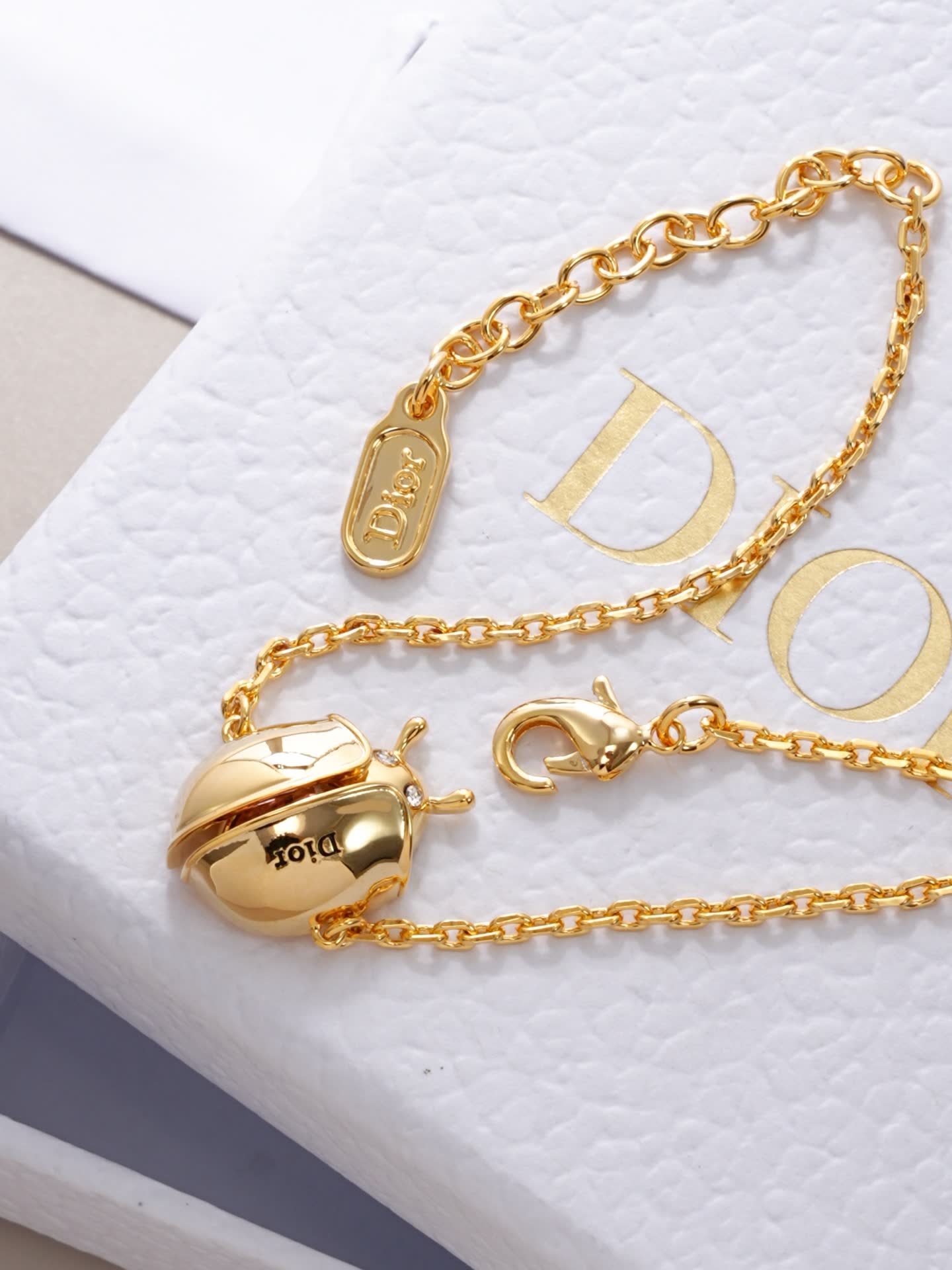 Dior Gold-Tone Bracelet with Pink Crystal