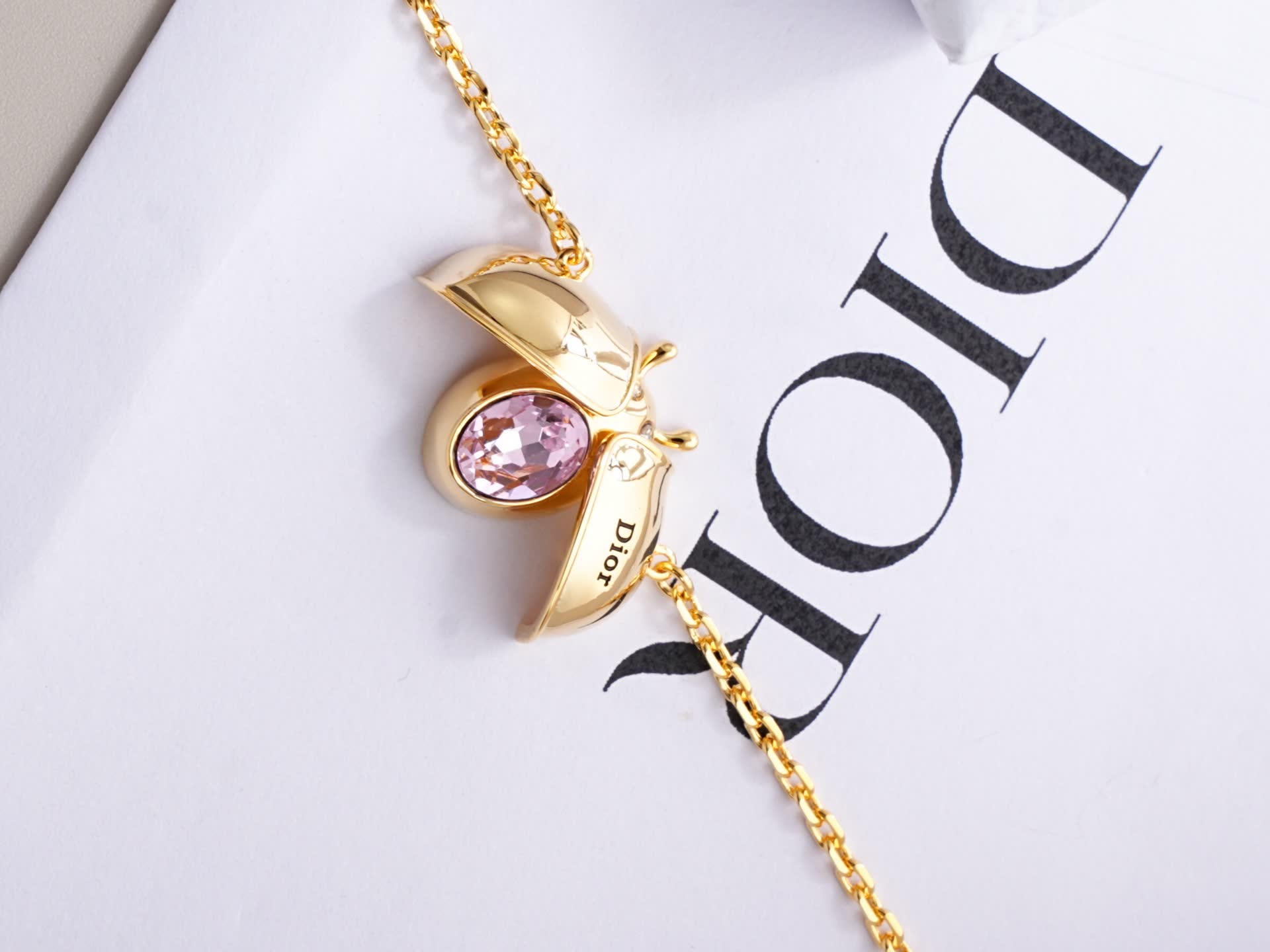 Dior Gold-Tone Bracelet with Pink Crystal