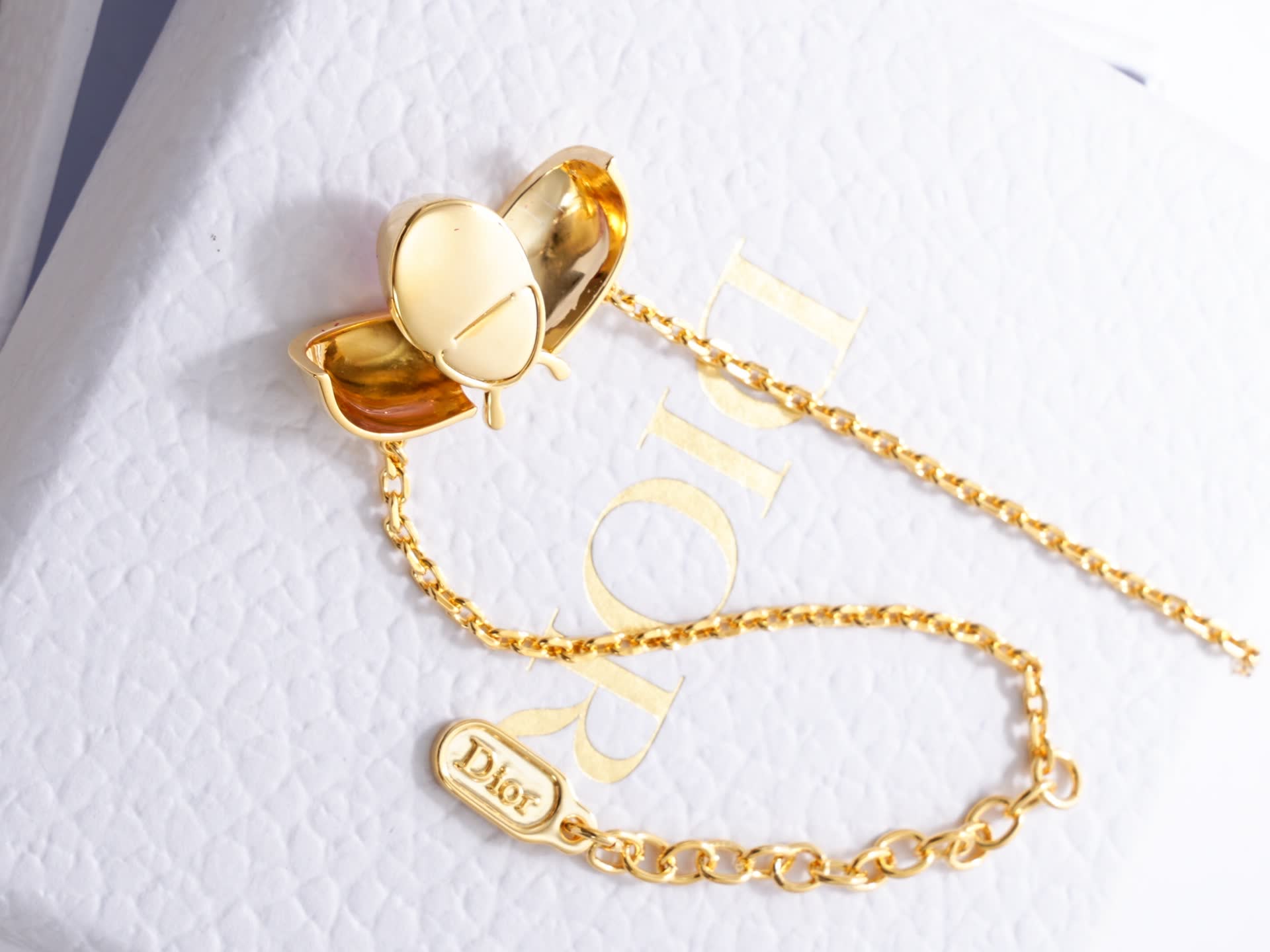 Dior Gold-Tone Bracelet with Pink Crystal