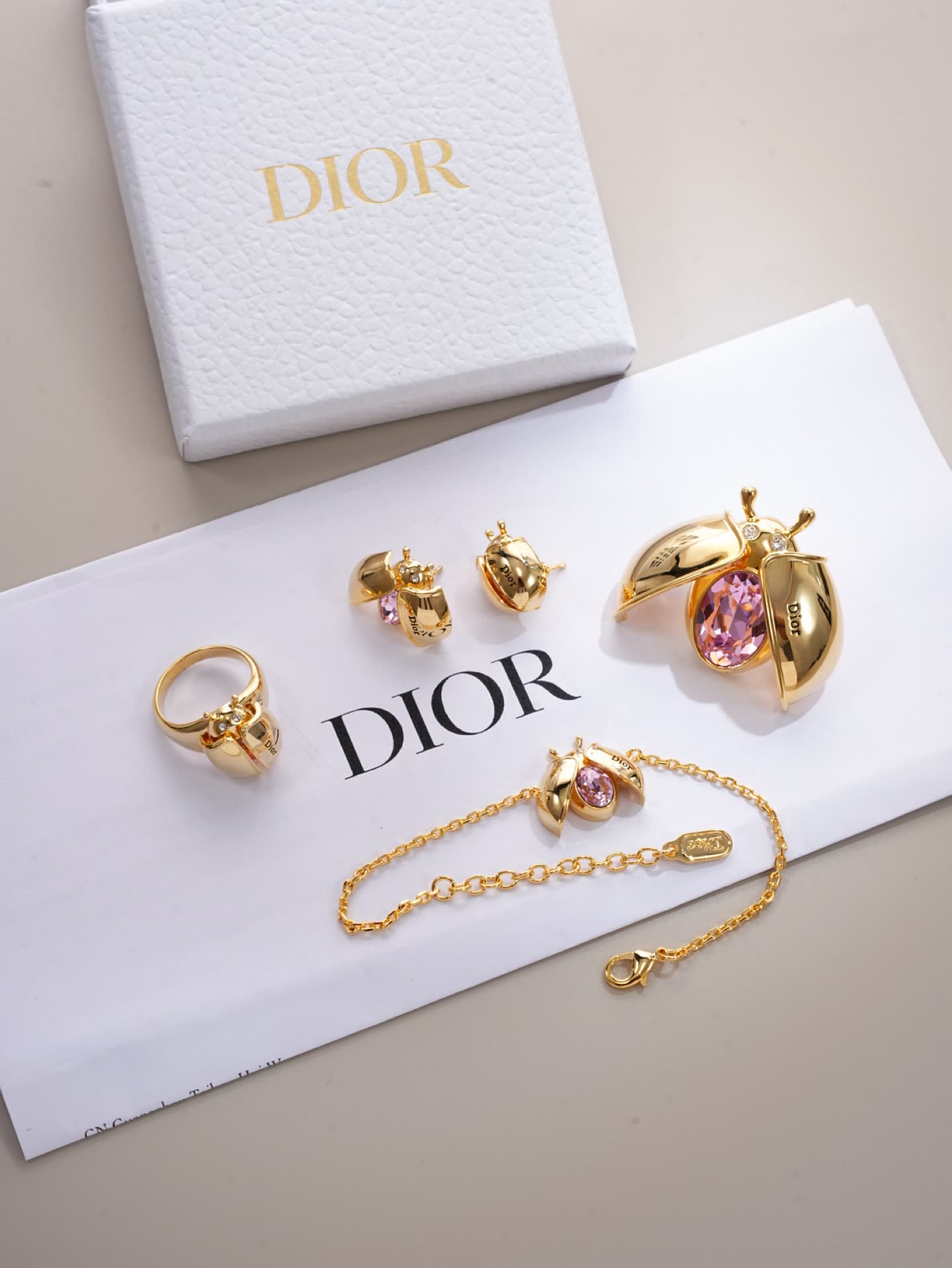 Dior Gold-Tone Bracelet with Pink Crystal