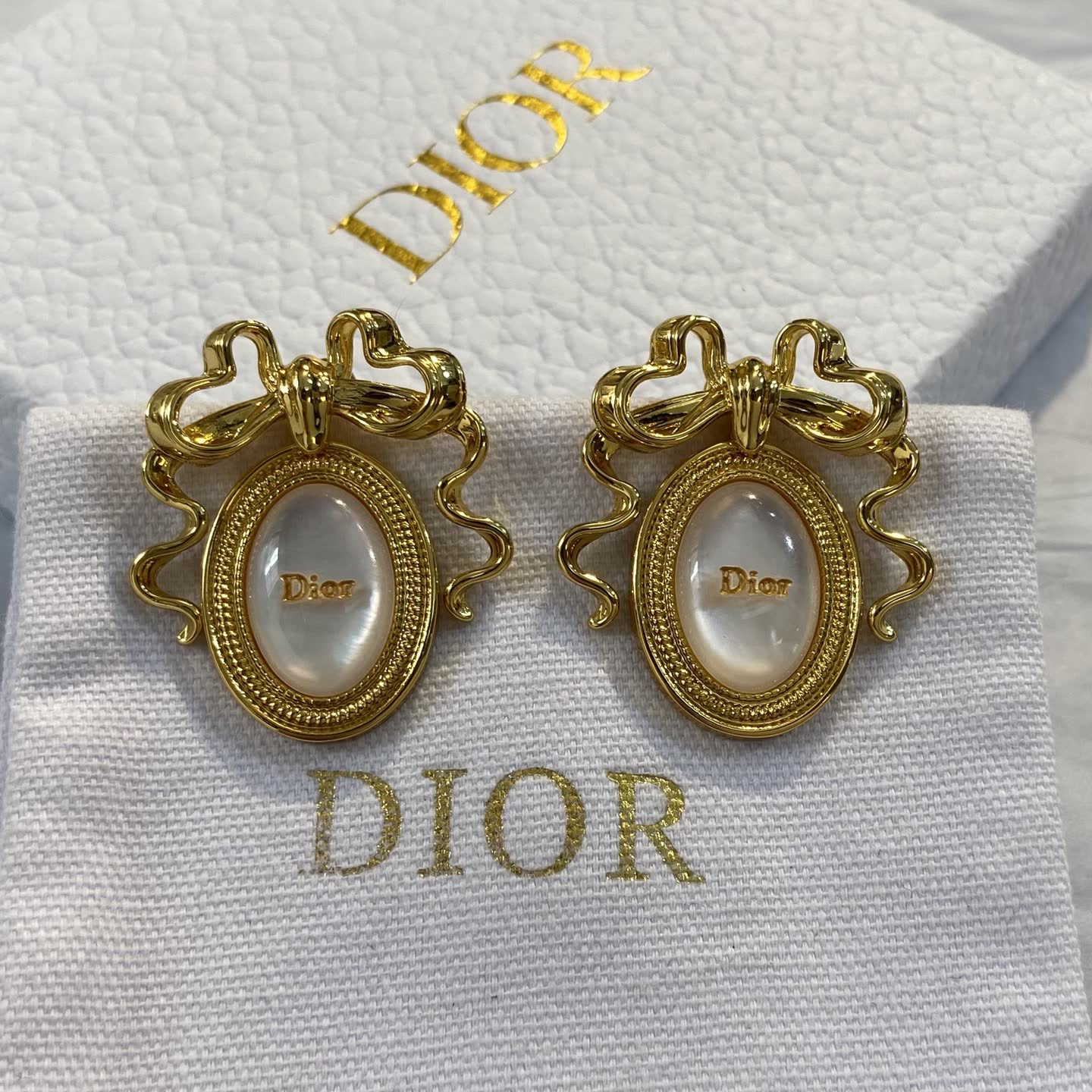 Dior Gold-Tone Pearl Earrings
