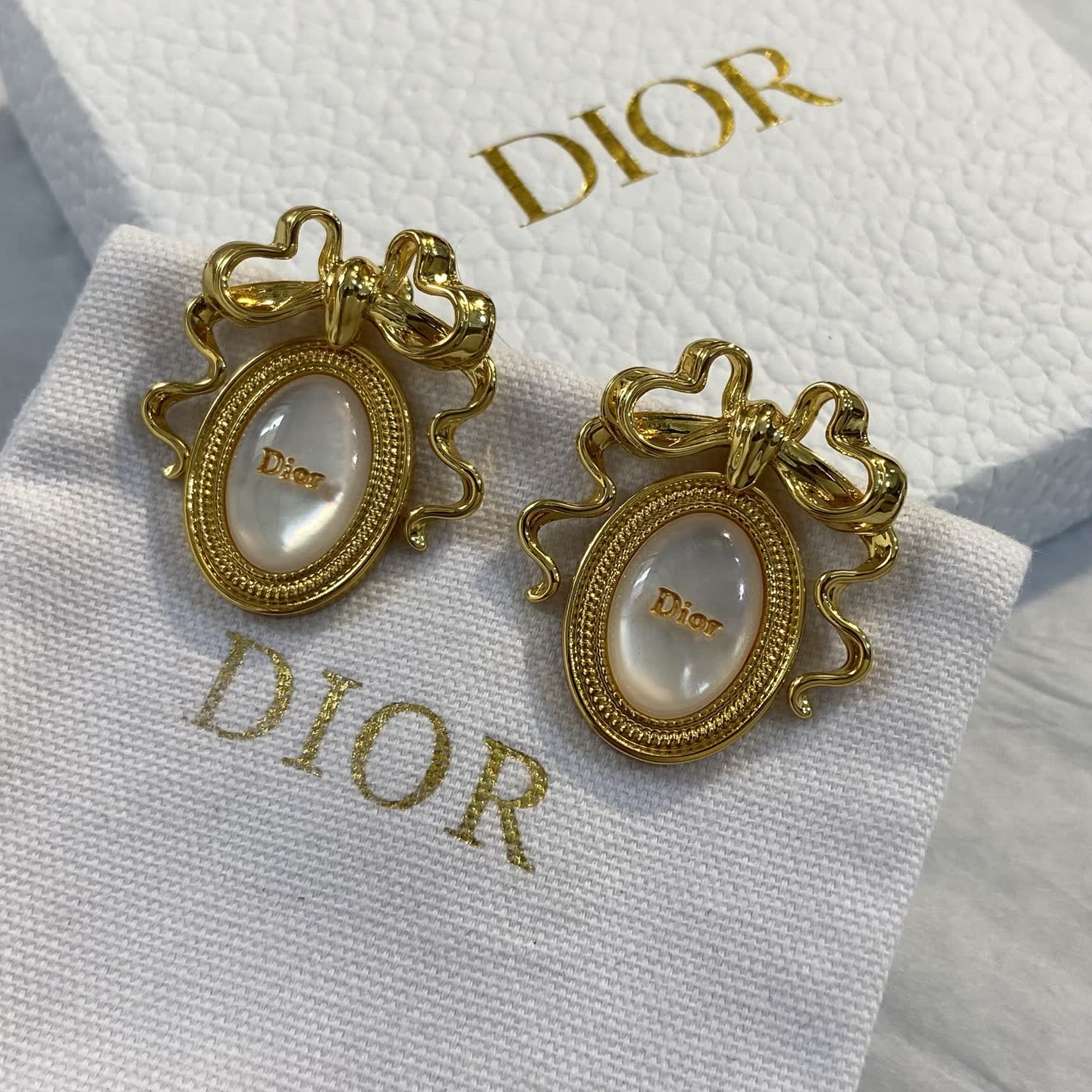 Dior Gold-Tone Pearl Earrings