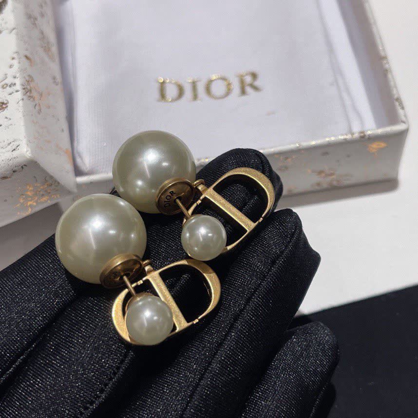 Dior Pearl & Gold Hoop Earrings
