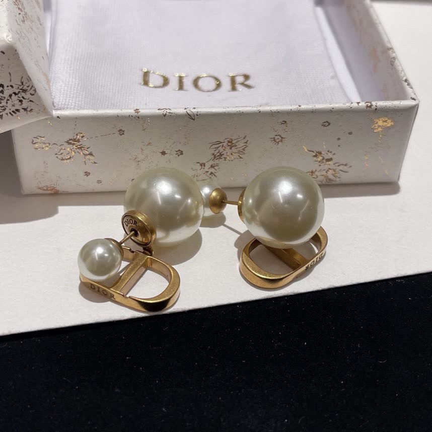 Dior Pearl & Gold Hoop Earrings