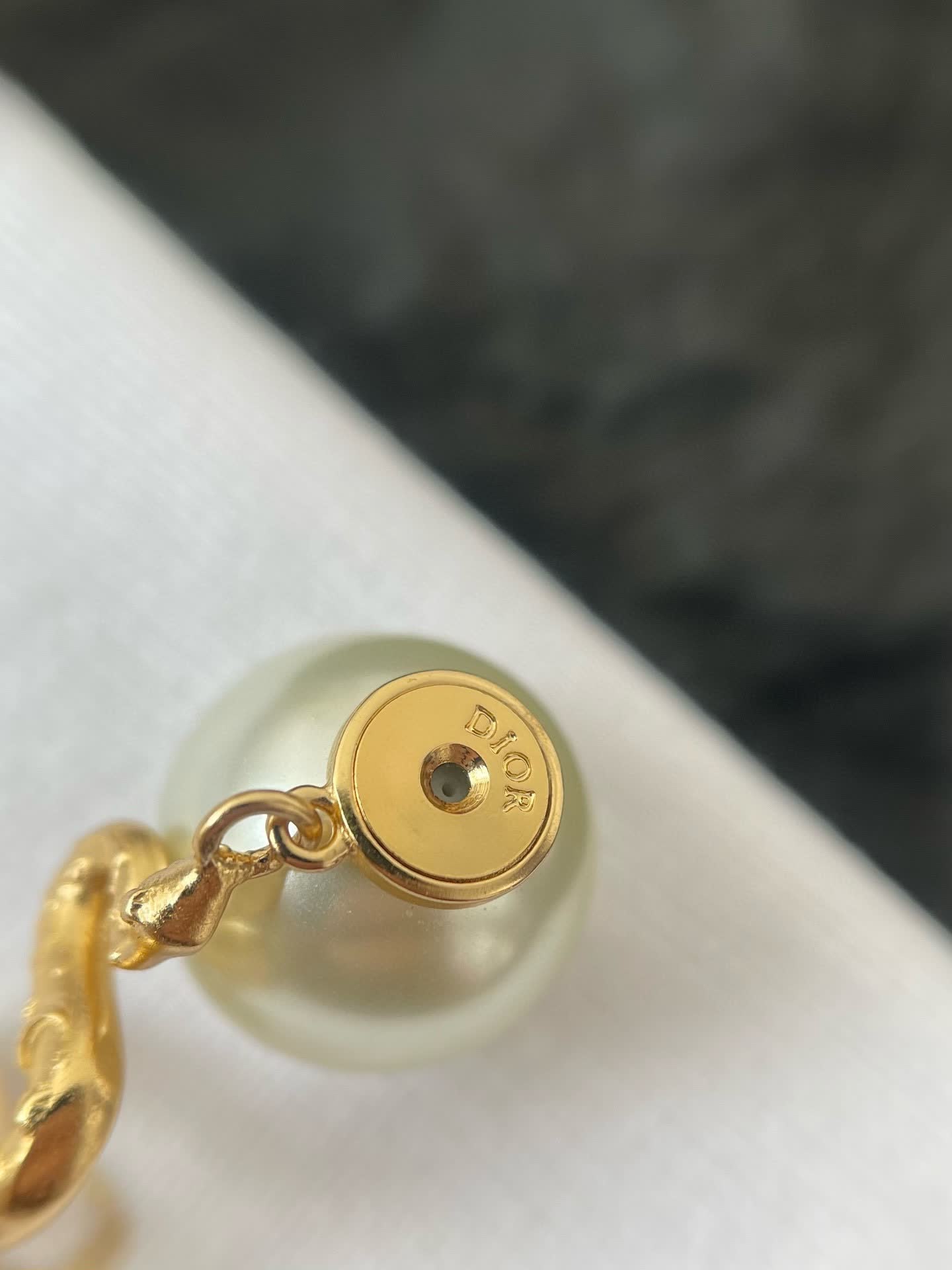 Dior Gold Snake Pearl Earrings