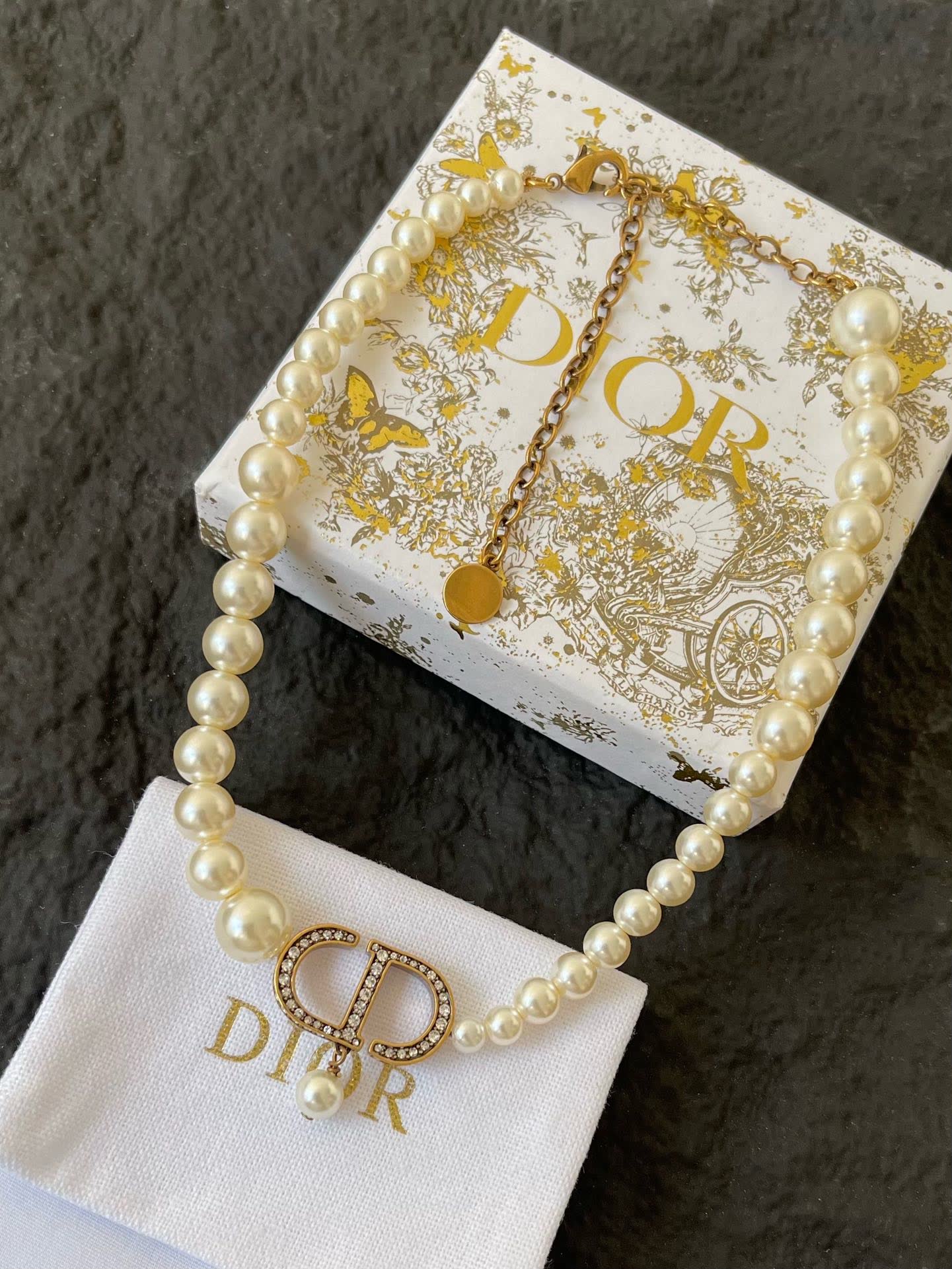 Dior Pearl Earrings with 'CD' Logo