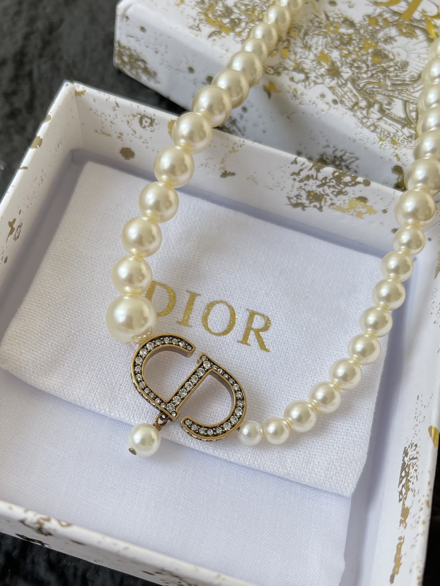 Dior Pearl Earrings with 'CD' Logo