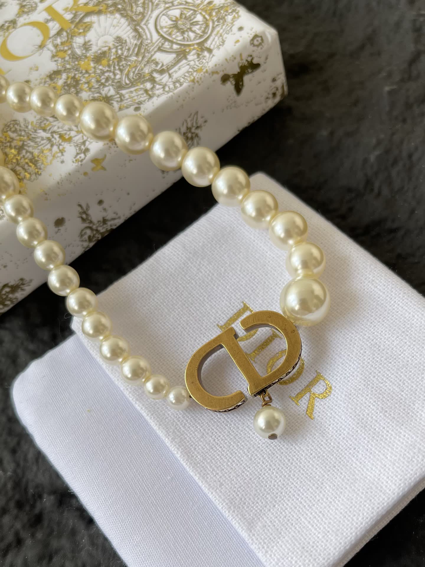 Dior Pearl Earrings with 'CD' Logo