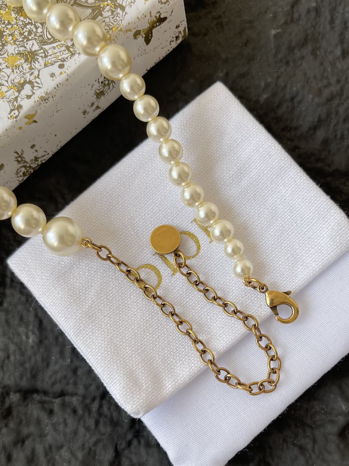 Dior Pearl Earrings with 'CD' Logo