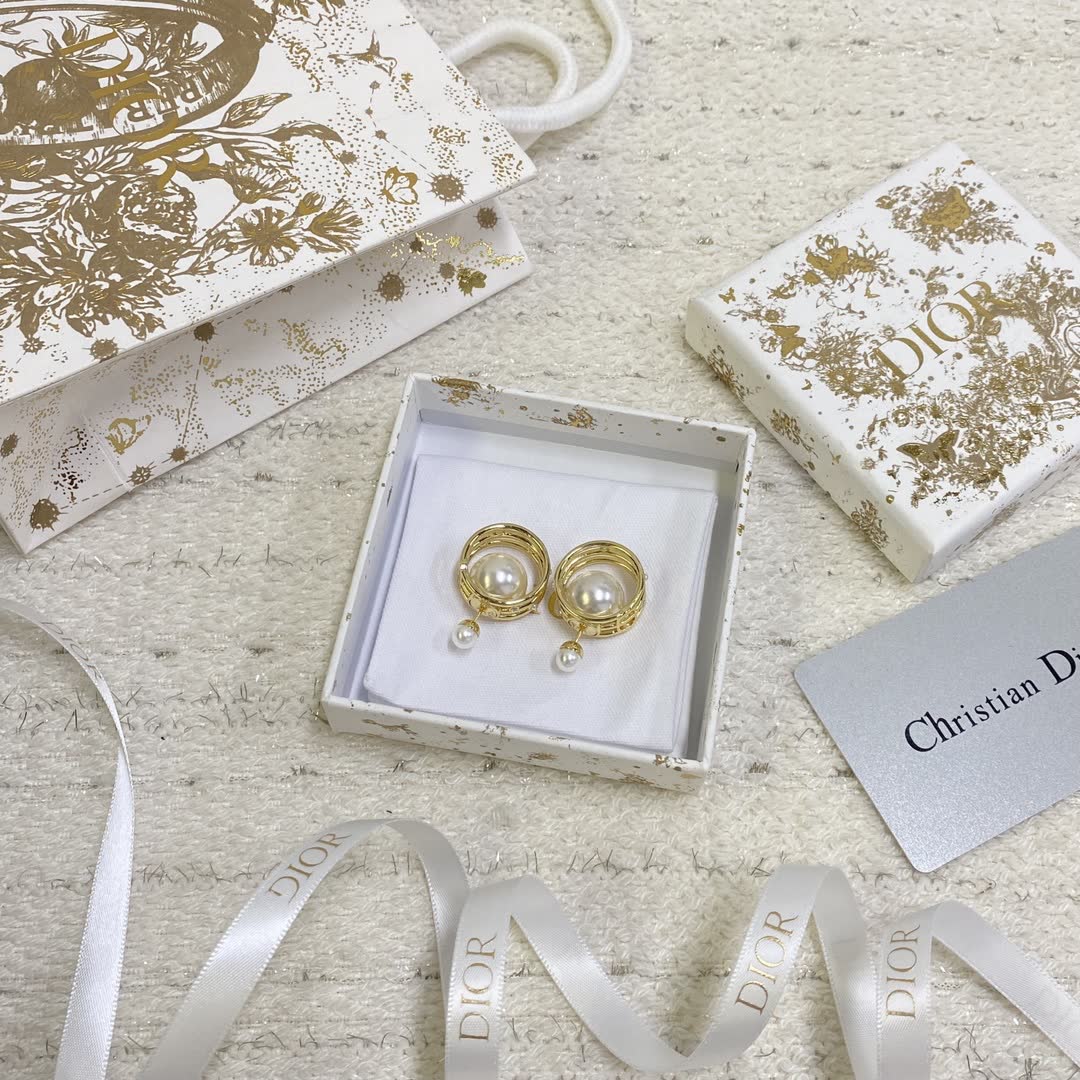 Dior Gold and Pearl Earrings