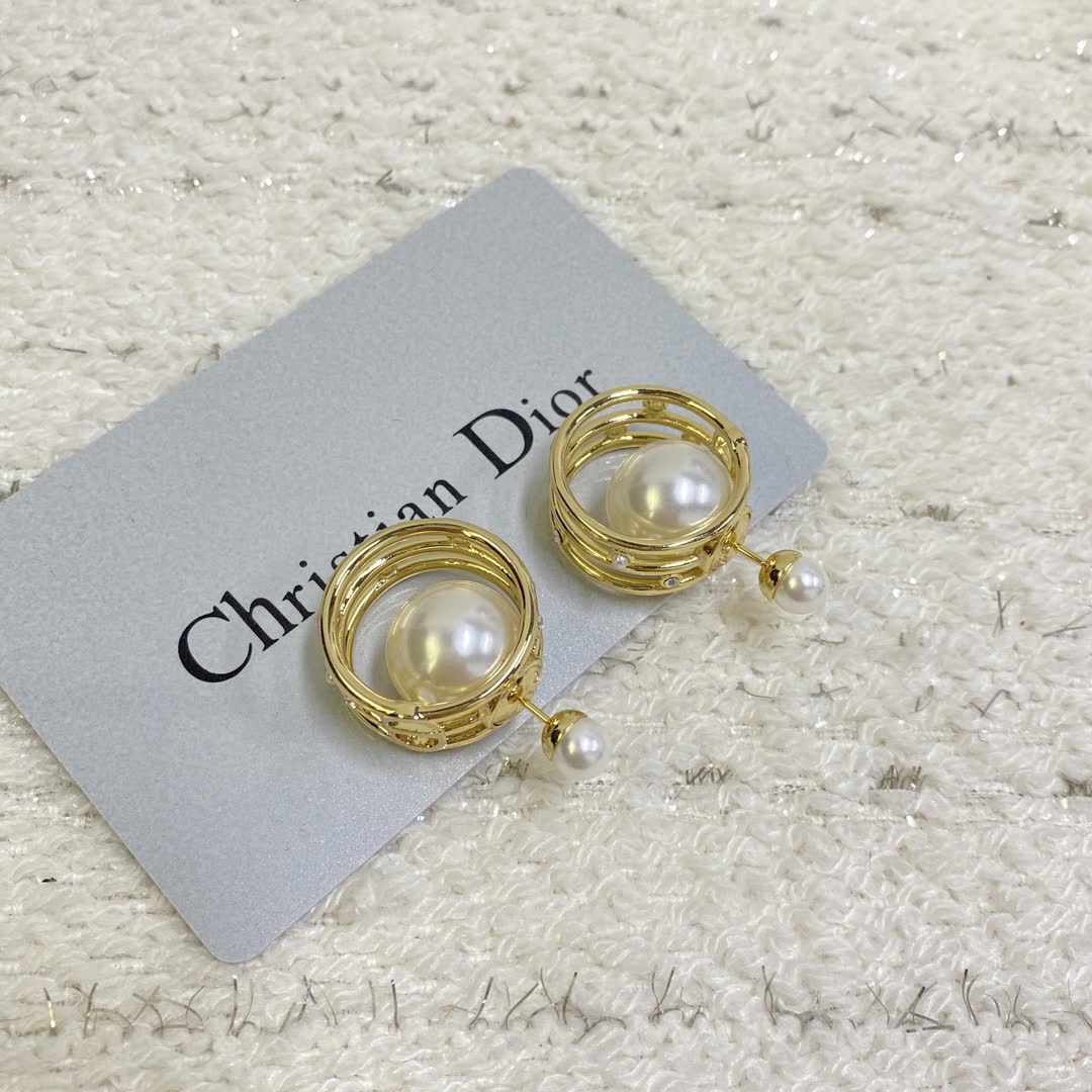 Dior Gold and Pearl Earrings