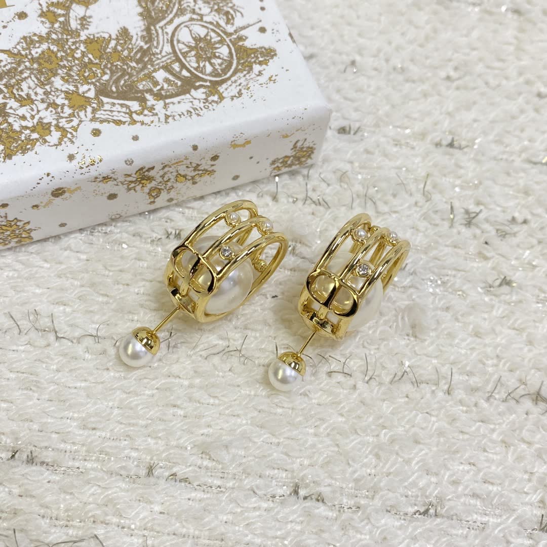 Dior Gold and Pearl Earrings