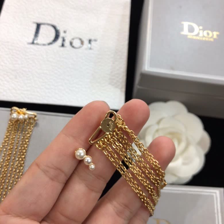 Dior Gold-Tone Pearl Tassel Earrings
