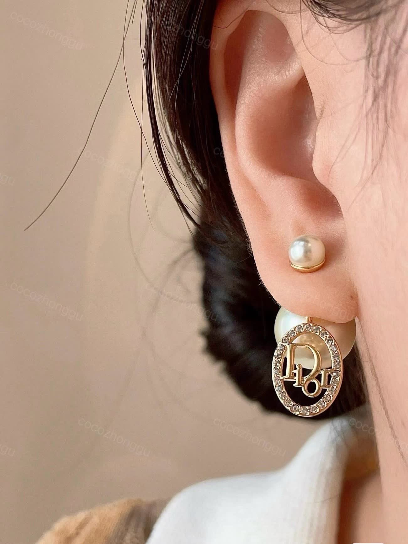 Dior Pearl & Logo Earrings