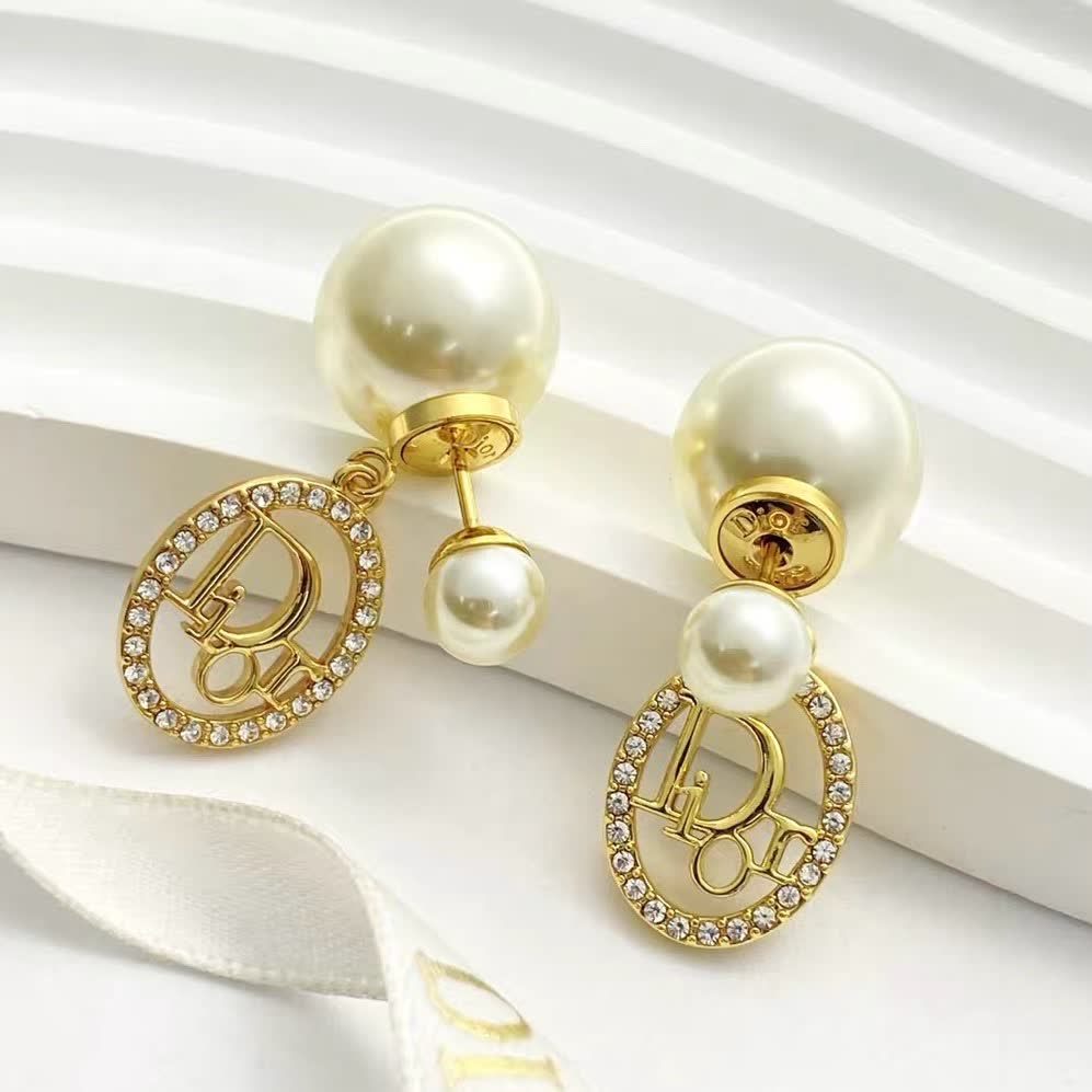 Dior Pearl & Logo Earrings