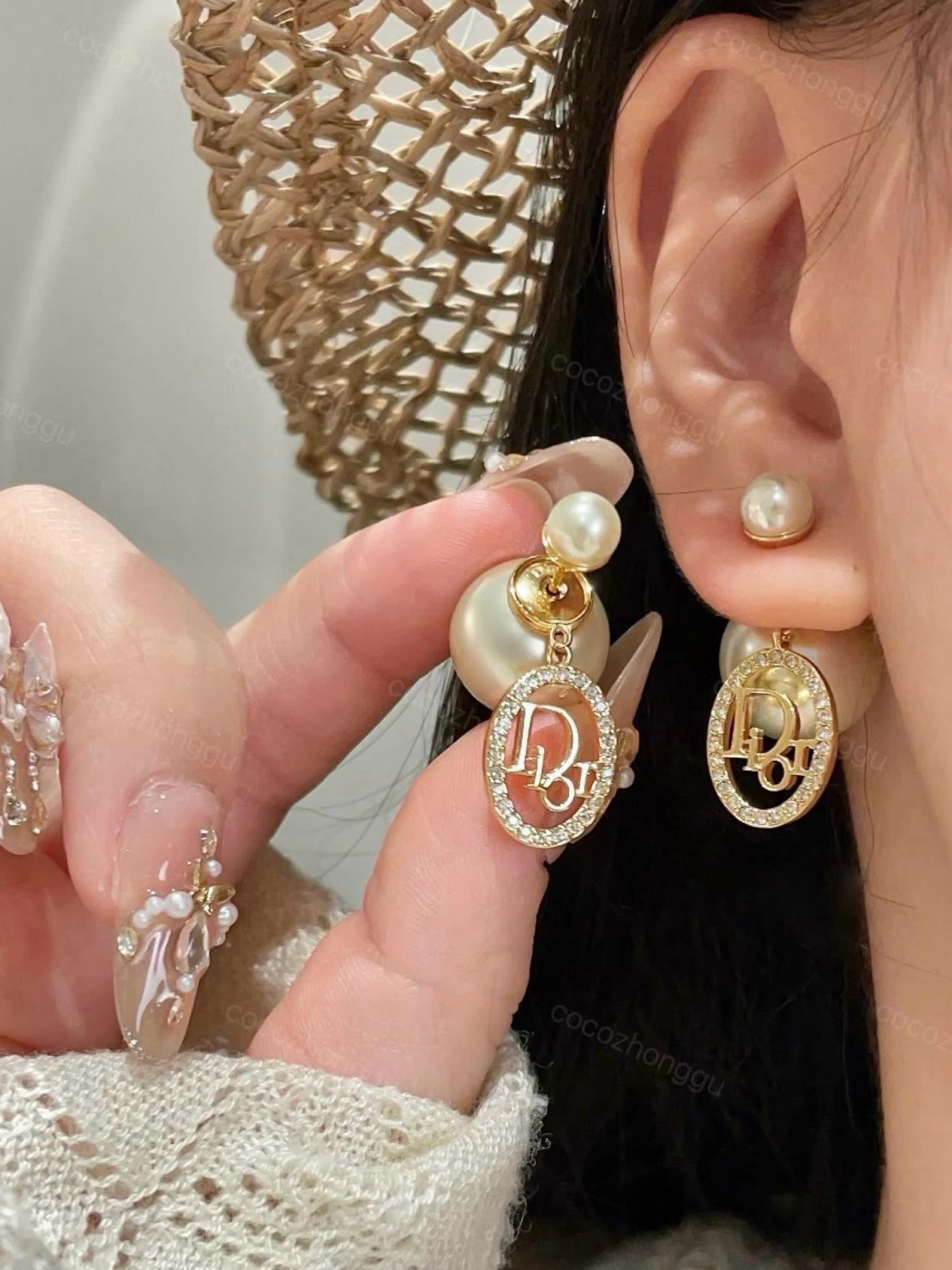 Dior Pearl & Logo Earrings