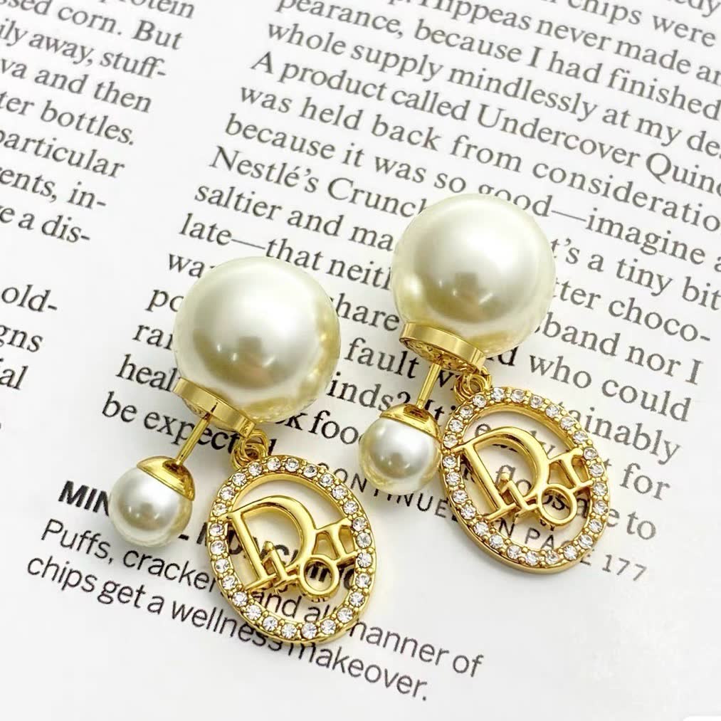 Dior Pearl & Logo Earrings