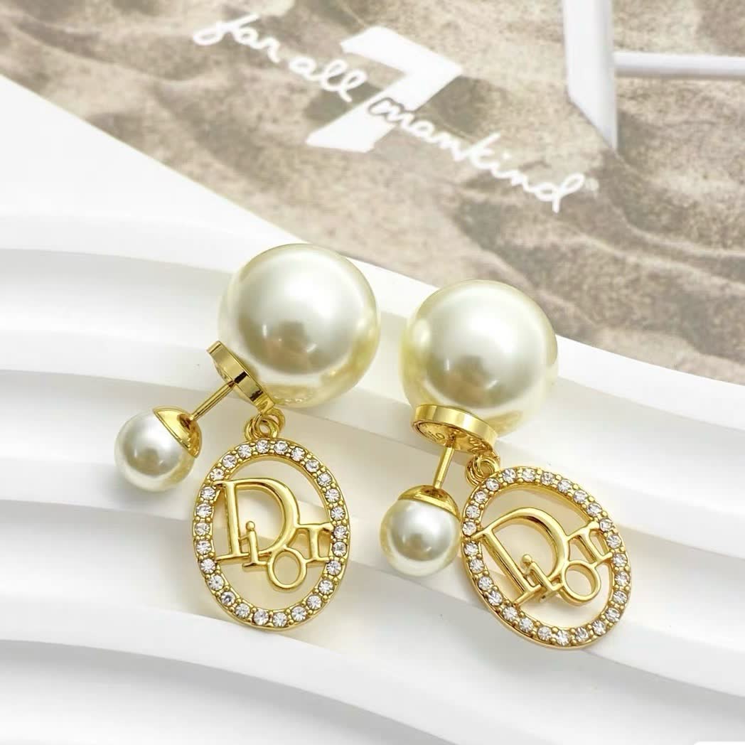 Dior Pearl & Logo Earrings