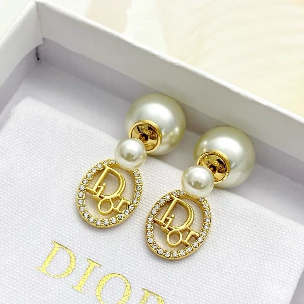Dior Pearl & Logo Earrings