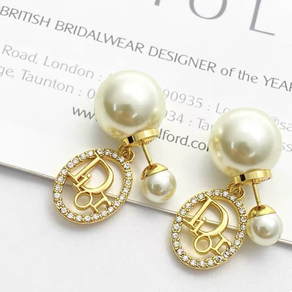 Dior Pearl & Logo Earrings