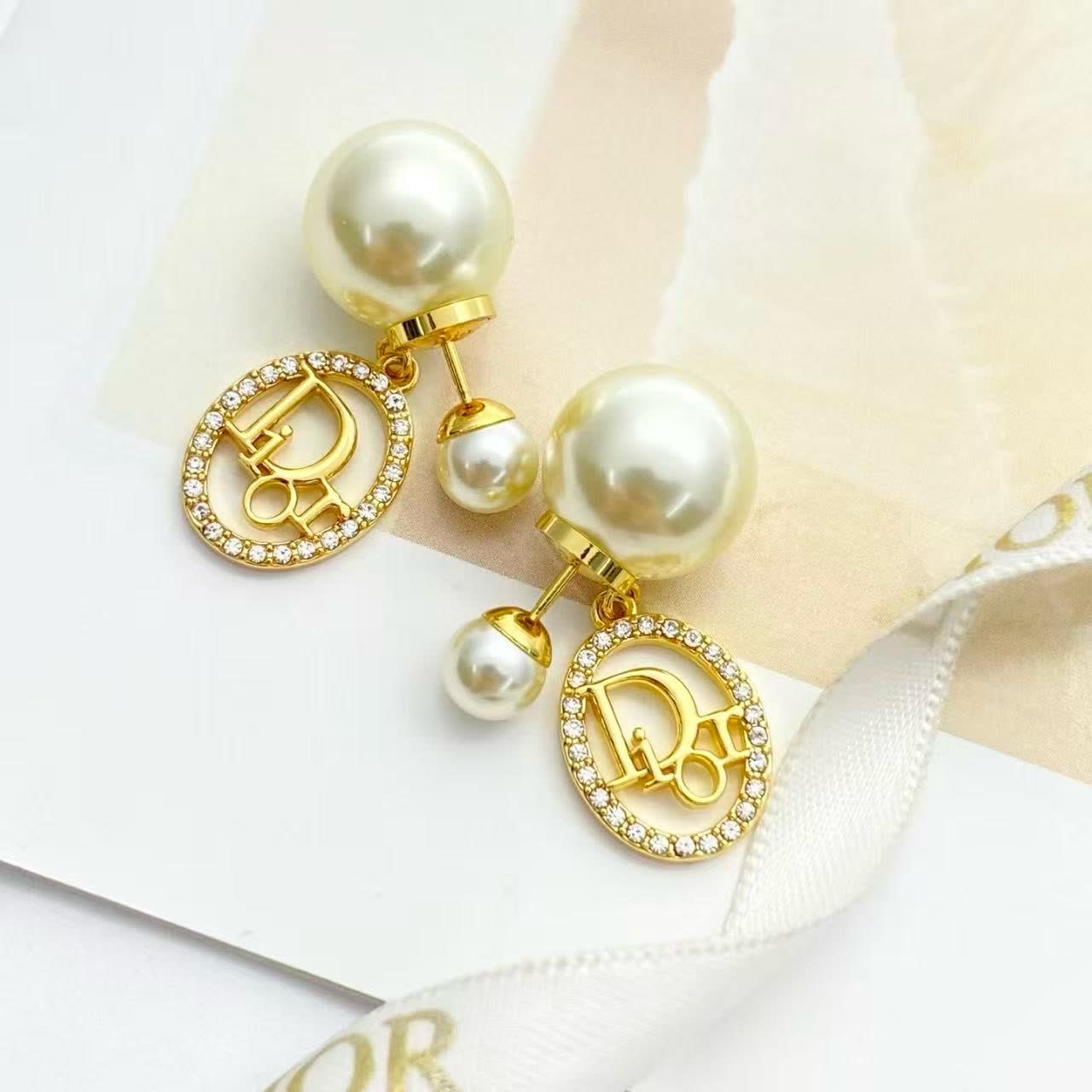 Dior Pearl & Logo Earrings
