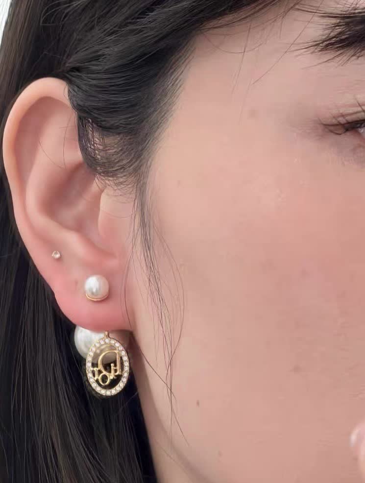 Dior Pearl & Logo Earrings