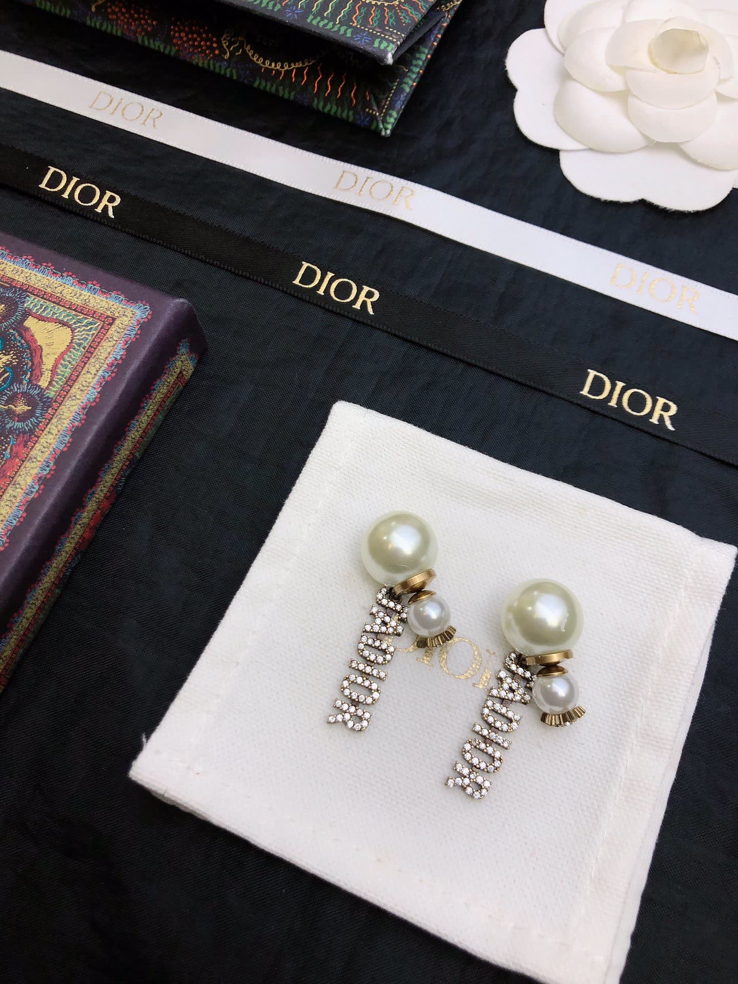 Dior Pearl and Crystal Earrings Dior Pearl and Crystal Earrings