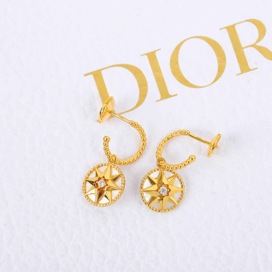 Dior Gold Tone Pearl Stud Earrings