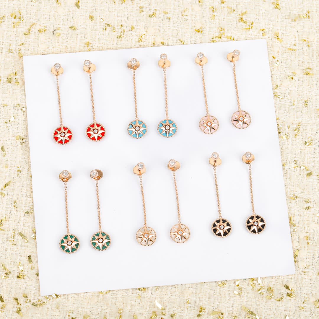 Dior Elegant Star Earrings with Enamel and Crystal Accents Dior Elegant Star Earrings with Enamel and Crystal Accents