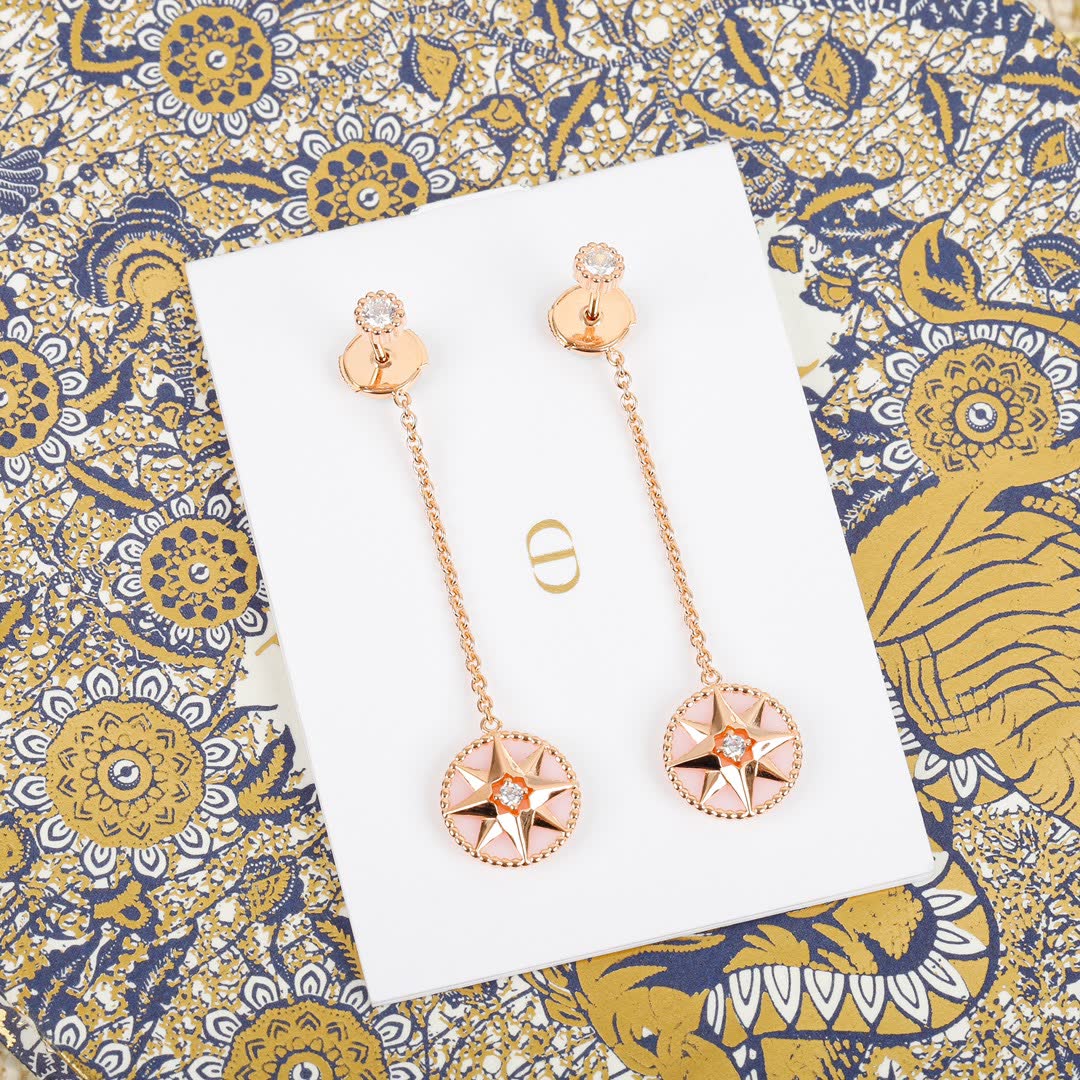 Dior Elegant Star Earrings with Enamel and Crystal Accents