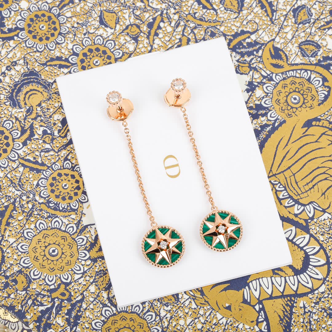 Dior Elegant Star Earrings with Enamel and Crystal Accents