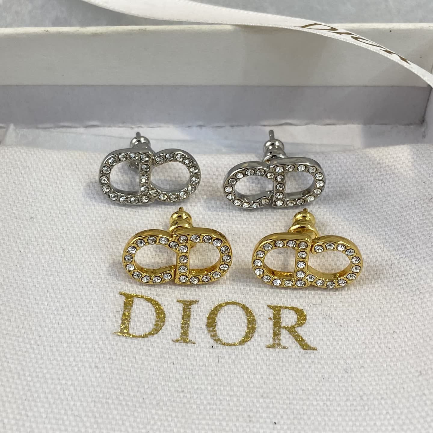 Dior Double 'CD' Crystal Stud Earrings Dior Double 'CD' Crystal Stud Earrings