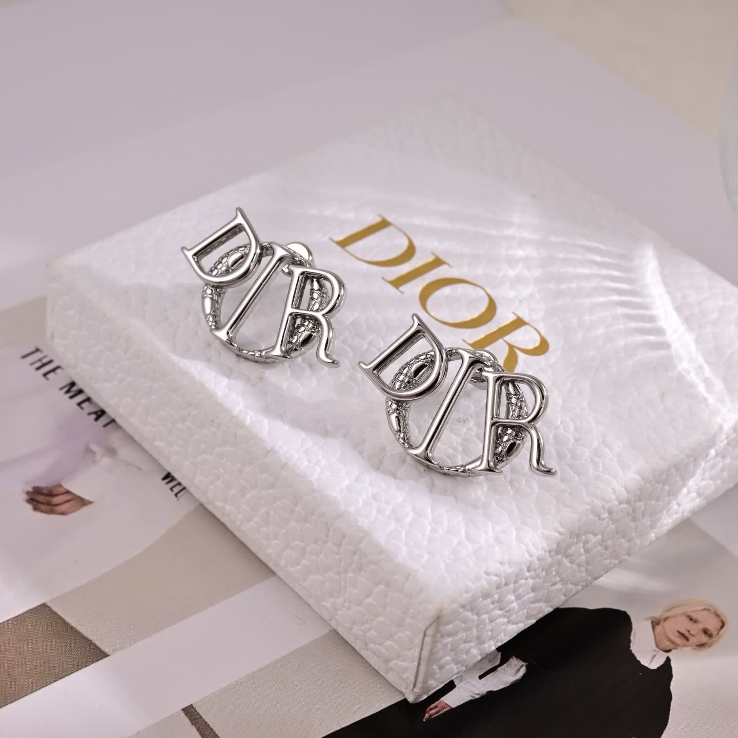 Dior Silver 'CD' Logo Earrings
