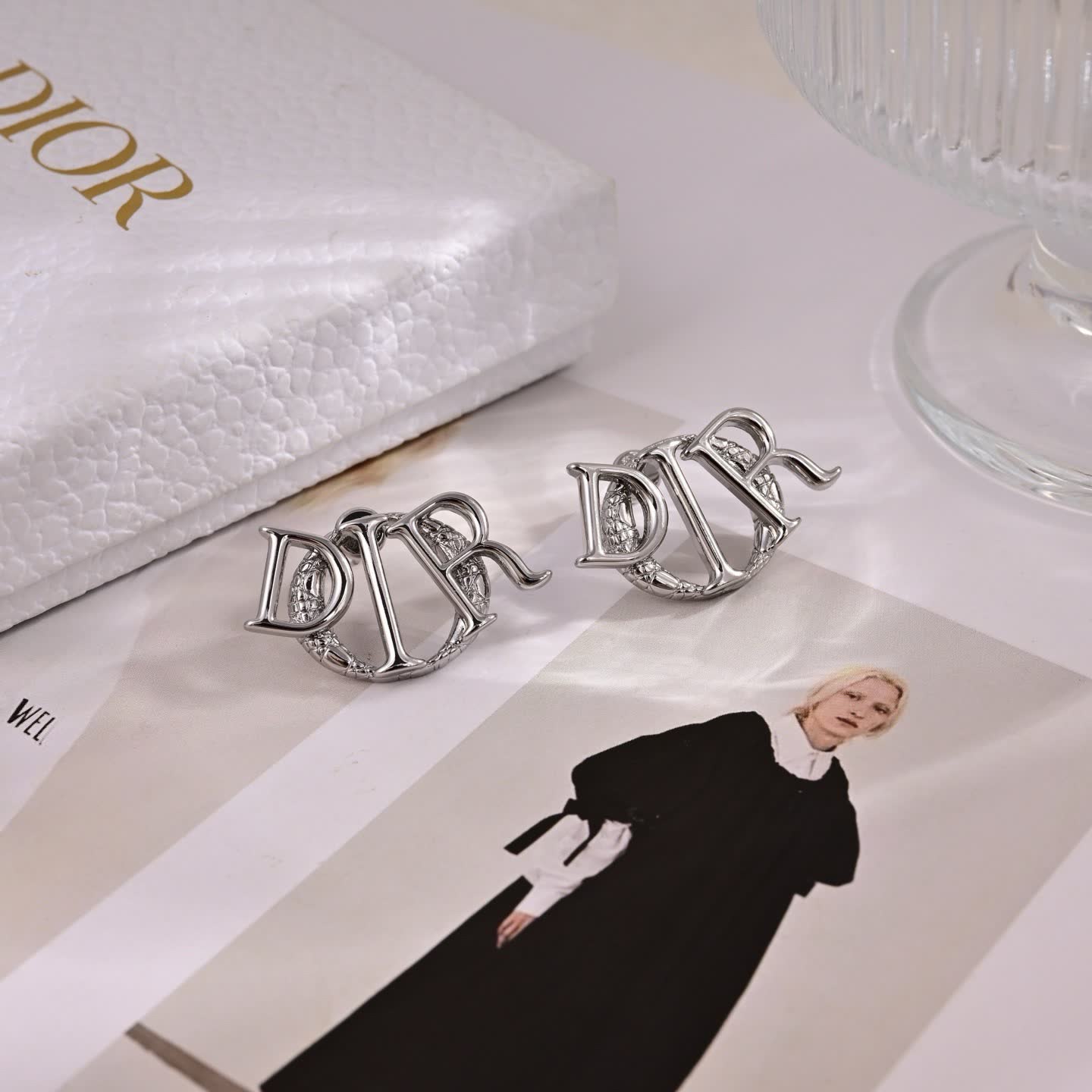 Dior Silver 'CD' Logo Earrings