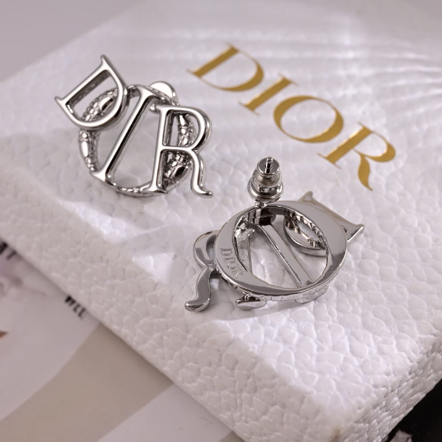Dior Silver 'CD' Logo Earrings