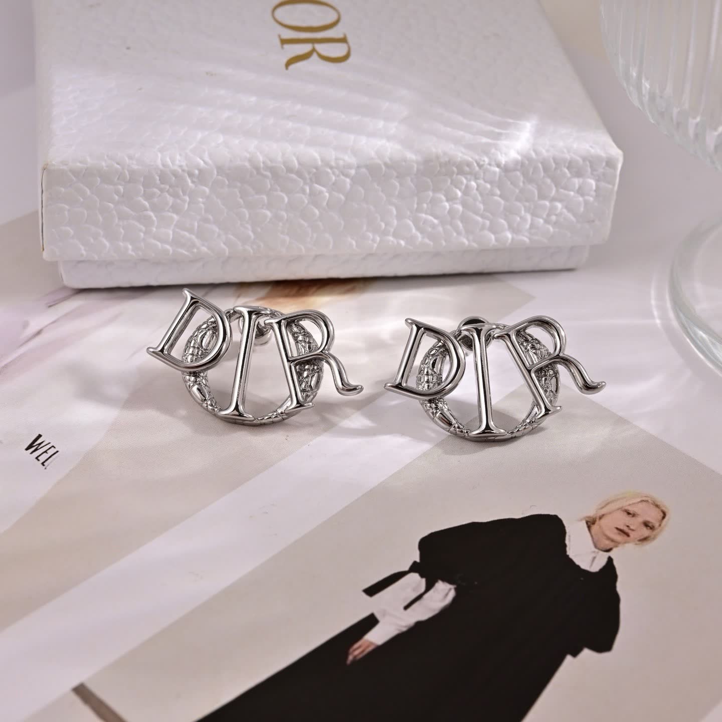 Dior Silver 'CD' Logo Earrings