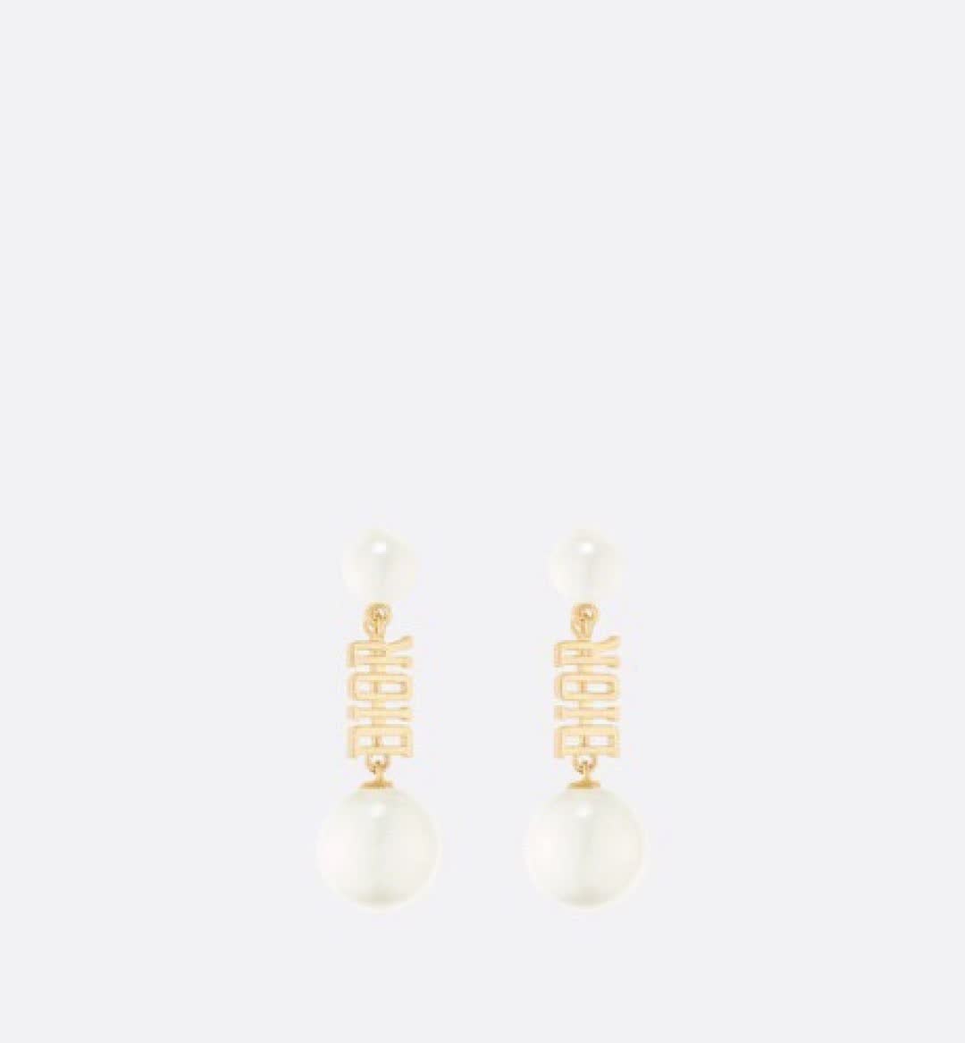 Dior Gold Logo Pearl Drop Earrings Dior Gold Logo Pearl Drop Earrings