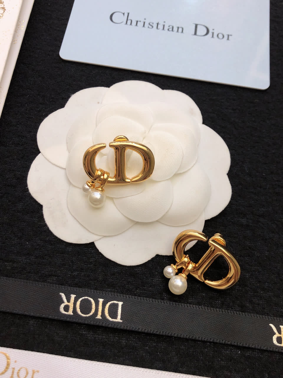 Christian Dior Gold-Tone Pearl Earrings